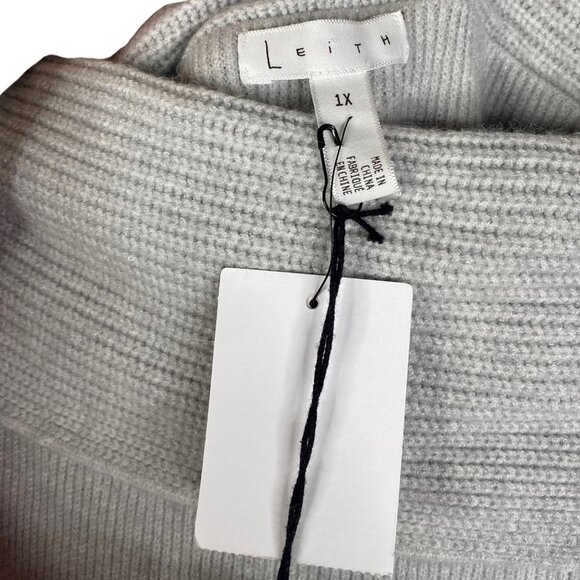 NEW Leith Ribbed Soft Off the Shoulder Gray Sweater - Picture 4 of 4